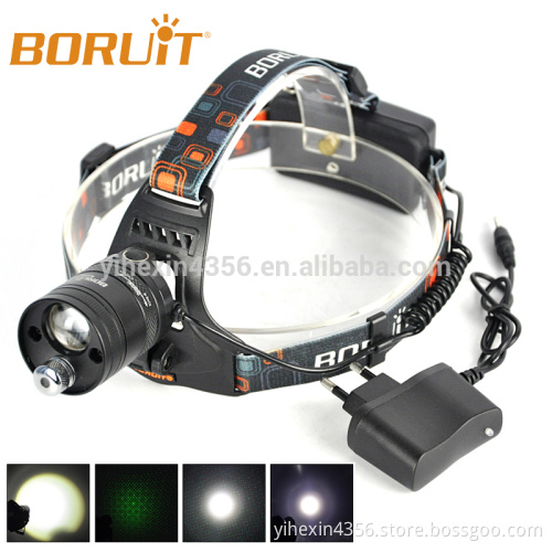 Rechargeable 10-Watt 1 T6 1 Green Laser Light LED Headlamp For Military Mini Light Projector